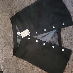 Black velvet snap front skirt
